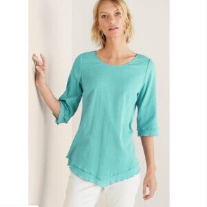 Soft Surroundings Siesta Key Tunic Size L Aqua Sky Blue Resort Beach Casual